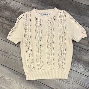 Industry Republic Clothing Cream/Light Tan Short Sleeve Knit Sweater NWT Small